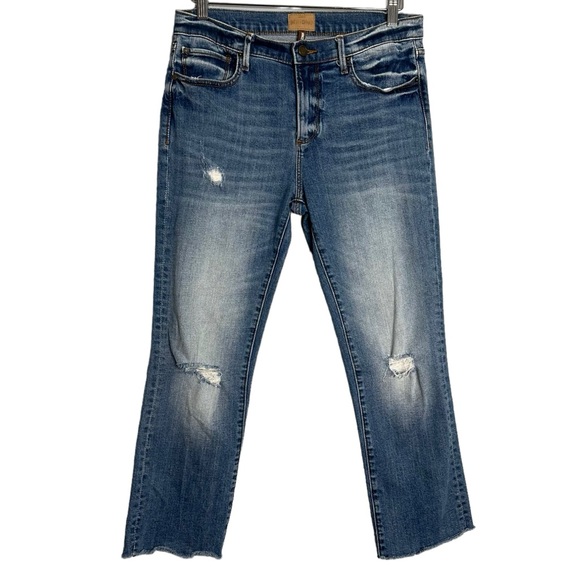 Driftwood Candace Cropped Distressed Raw Hem Jeans - Picture 1 of 7